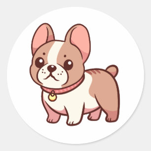 Sticker Rond Chien-taupe français mignon