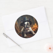 Sticker Rond Chien-taureau Citrouille Halloween effrayant (Enveloppe)