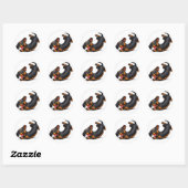 Sticker Rond Chien teckel joueur (Feuille)