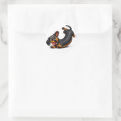 Sticker Rond Chien teckel joueur (Sac)