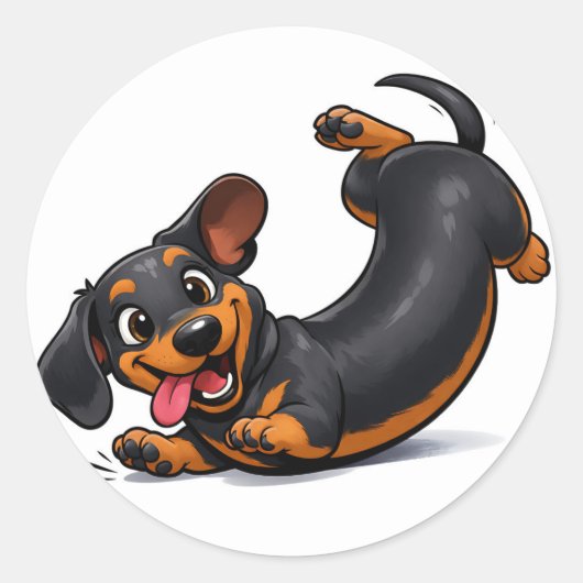 Sticker Rond Chien teckel joueur (Devant)