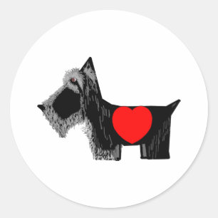 Sticker Rond Chien Valentine de Scottie