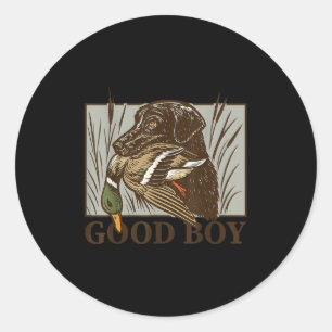 Sticker Rond Chien vintage Bon Garçon Chasse au canard Labrador