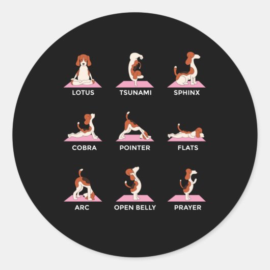 Sticker Rond Chien Yoga Poses Drôle cadeau (Devant)