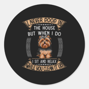 Sticker Rond Chien Yorkie O Trucs Papa de compagnie Prix Yorkie