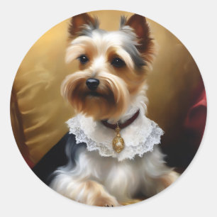 Sticker Rond Chien Yorkshire Terrier Beauté