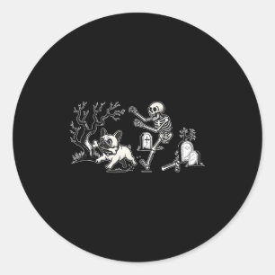 Sticker Rond Chienne de mère bouledogue français poursuivant un