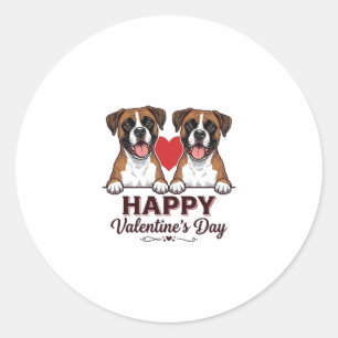 Sticker Rond Chiens Boxer Joyeuse Saint-Valentin Vintage