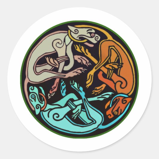 Sticker Rond Chiens celtes (Devant)