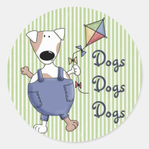 Sticker Rond Chiens Chiens Chiens Chiens Cute Cartoon