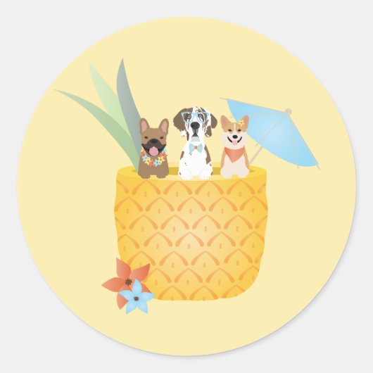 Sticker Rond Chiens d'ananas Pina Colada (Devant)