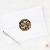 Sticker Rond Chiens de chiot de Noël Goldendoodle (Enveloppe)