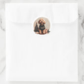 Sticker Rond Chiens de chiot de Noël Goldendoodle (Sac)