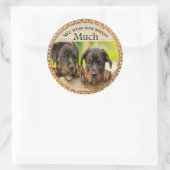 Sticker Rond Chiens de chiot mignons avec un visage triste (Sac)