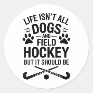 Sticker Rond Chiens de hockey sur gazon drôle de hockey sur gaz