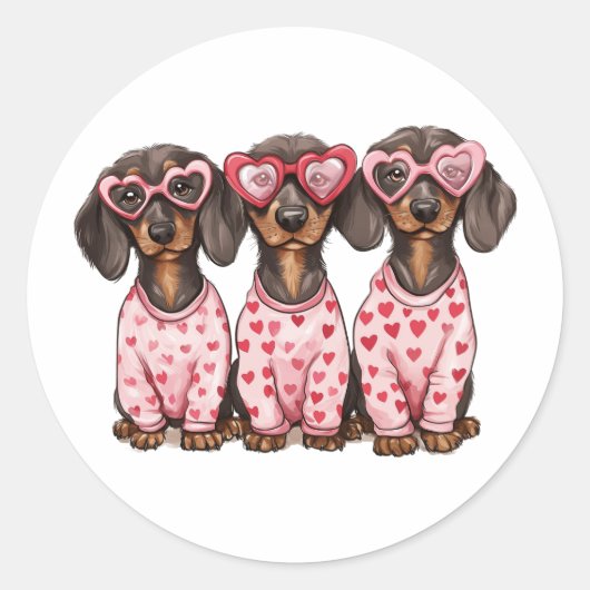 Sticker Rond Chiens de la Saint Valentin (Devant)