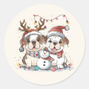 Sticker Rond Chiens de Noël