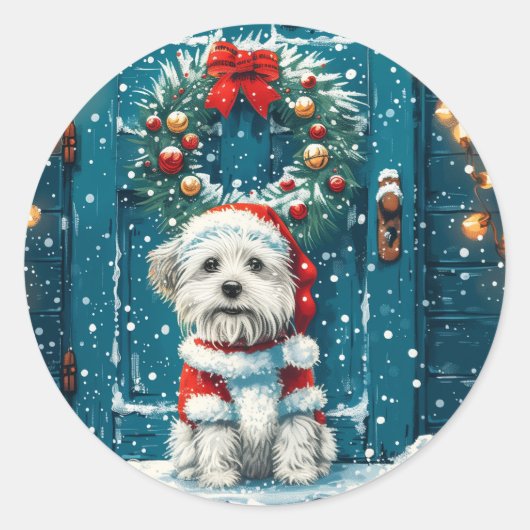Sticker Rond Chiens de Noël Chih Tzu (Devant)