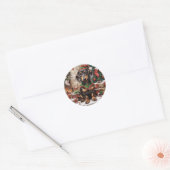 Sticker Rond Chiens de Noël Elf Dachshund (Enveloppe)