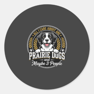 Sticker Rond Chiens de Prairie Peut-être 3 Personnes Design