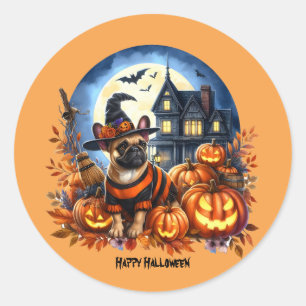 Sticker Rond Chiens de taureaux français d'Halloween
