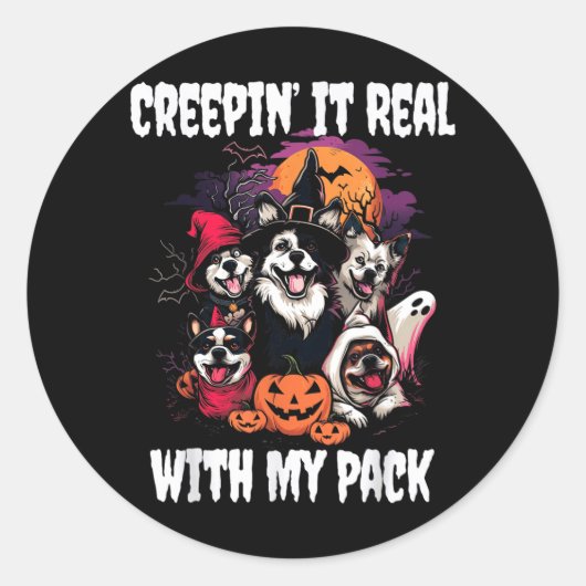 Sticker Rond Chiens d'Halloween (Devant)