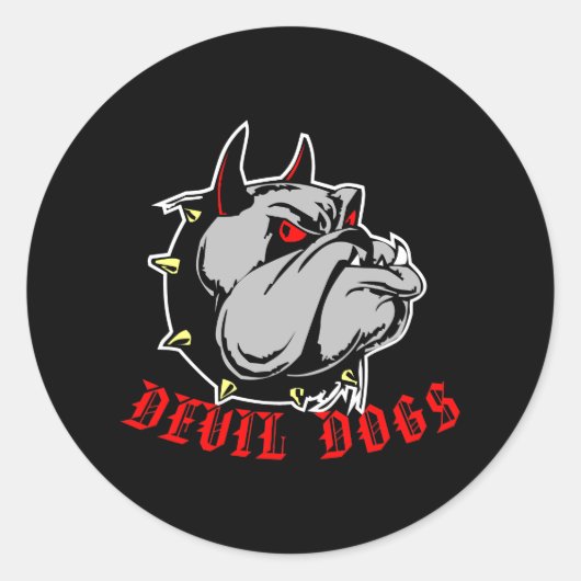Sticker Rond Chiens diaboliques Bulldog noirs (Devant)
