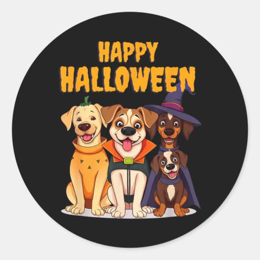 Sticker Rond Chiens drôles d'Halloween mignons - Design unique (Devant)