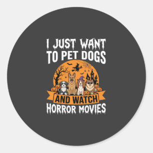 Sticker Rond Chiens drôles d'Halloween vecteur de films d'horre
