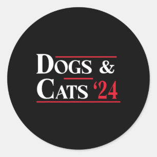 Sticker Rond Chiens Et Chats 2024 Ils mangent Les Chiens