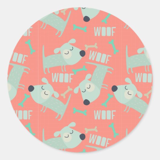 Sticker Rond Chiens et os de Woof (Devant)