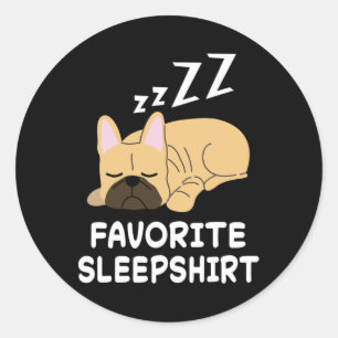 Sticker Rond Chiens Français Chiens Chiens Nap Dormir Pyjama Ni