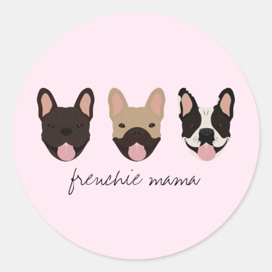 Sticker Rond Chiens français de Frenchie Mama (Devant)