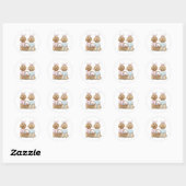 Sticker Rond Chiens Goldendoodle de Pâques (Feuille)