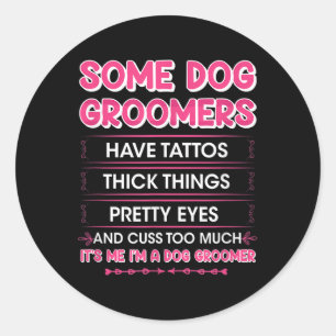 Sticker Rond Chiens Groomers ont des tatouages - Funny Furologi