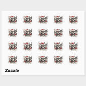 Sticker Rond Chiens Husky de Noël (Feuille)