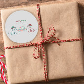 Sticker Rond Chiens jouant avec la fête de Noël