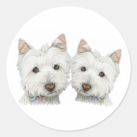 Sticker Rond Chiens mignons Westie (Devant)