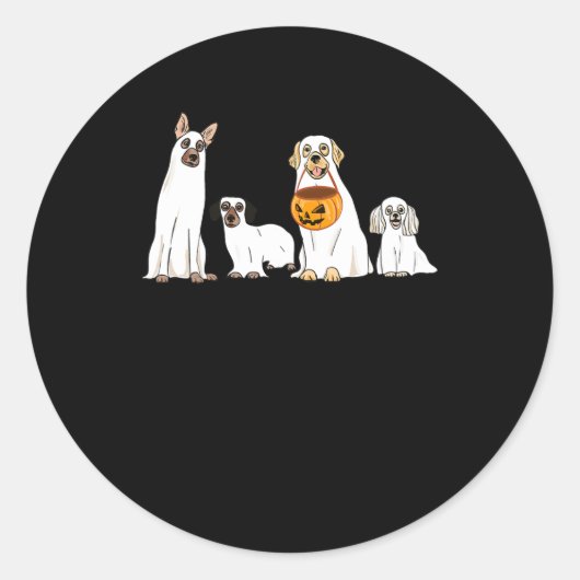 Sticker Rond Chiens portant le costume fantôme Fun Chien Hallow (Devant)