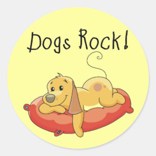 Sticker Rond Chiens Rock Tshirts et cadeaux