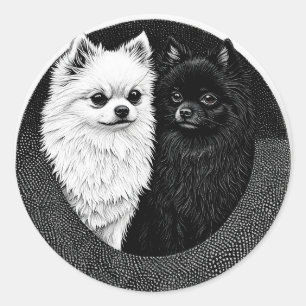 Sticker Rond chiens spitz japonais