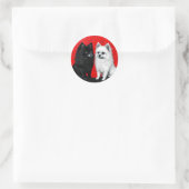 Sticker Rond chiens spitz japonais (Sac)
