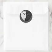 Sticker Rond Chiens Spitz Japonais Noir Blanc Amoureux d'Animau (Sac)