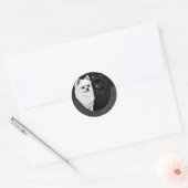 Sticker Rond Chiens Spitz Japonais Noir Blanc Amoureux d'Animau (Enveloppe)