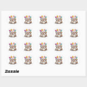 Sticker Rond Chiens taureaux de Pit d'anniversaire (Feuille)