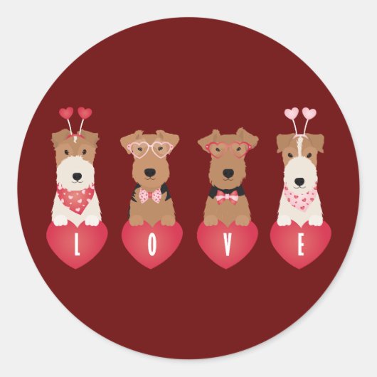 Sticker Rond Chiens Terrier de Valentine Welsh Wire Fox (Devant)