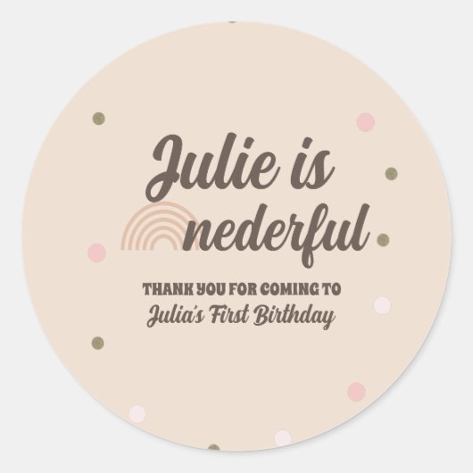 Sticker Rond Chiffre bohème arc-en-ciel premier anniversaire On (Devant)