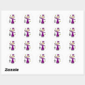 Sticker Rond Chiffre pourpre Stick Girl Graduate (Feuille)