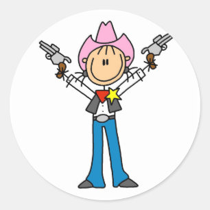 Sticker Rond Chiffre T-shirts de bâton de shérif de cow-girl