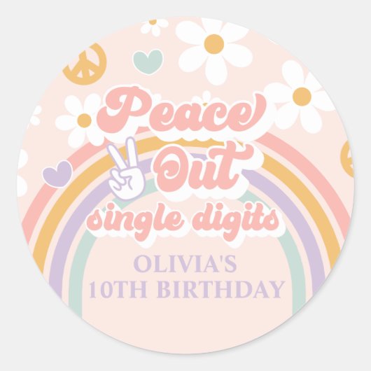 Sticker Rond Chiffres simples Peace Out 10e anniversaire (Devant)